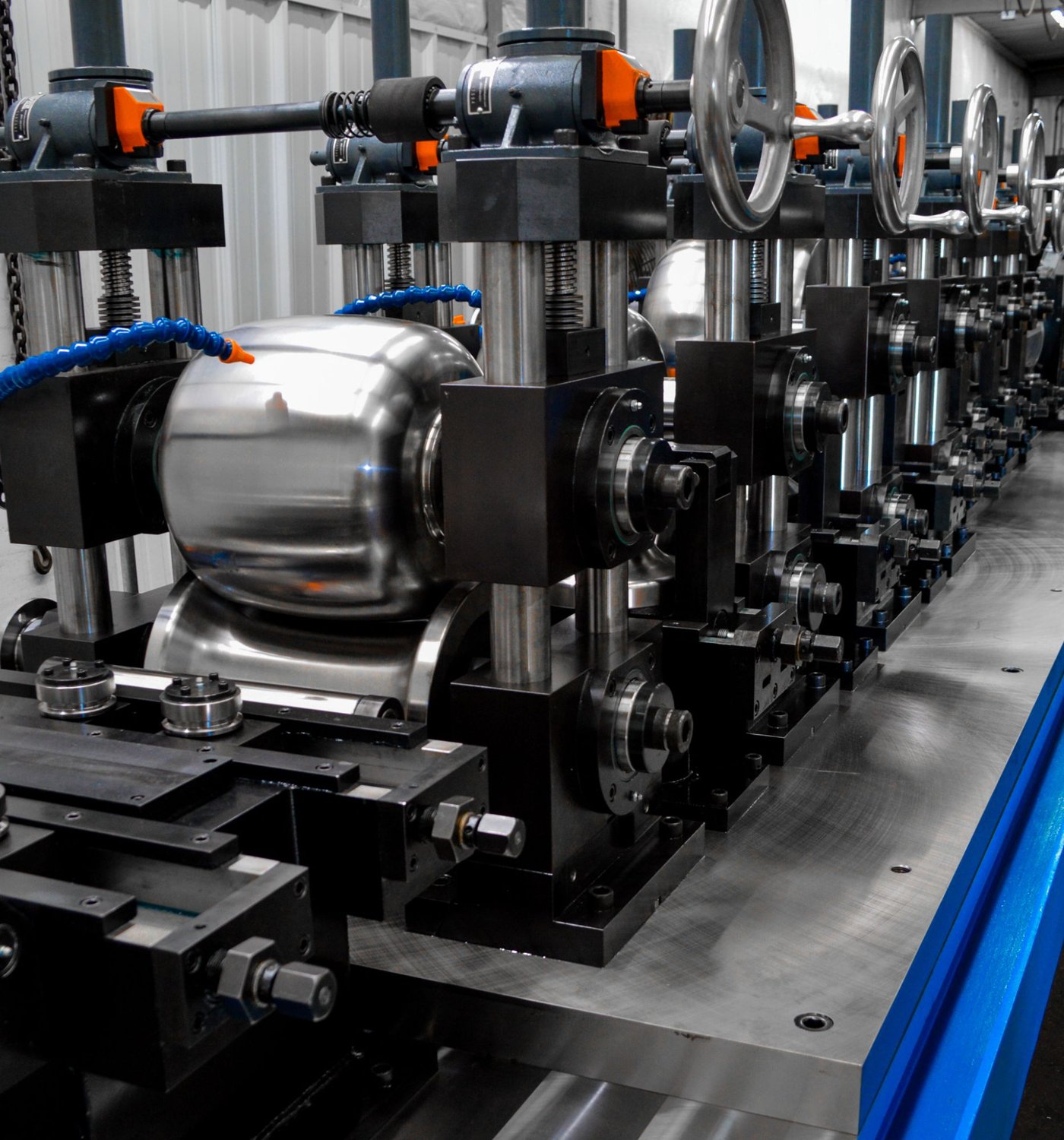 Forming stands on an Addison tube mill