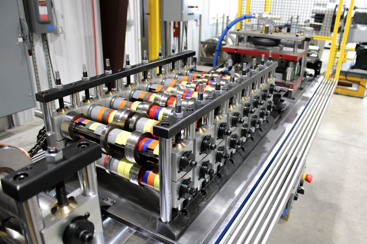 Roll tooling on the AM-RF1500-8 roll former