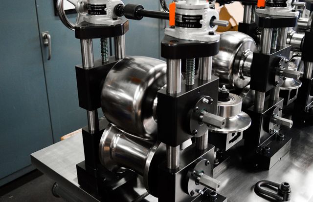 A roll stand on an Addison TIG tube mill
